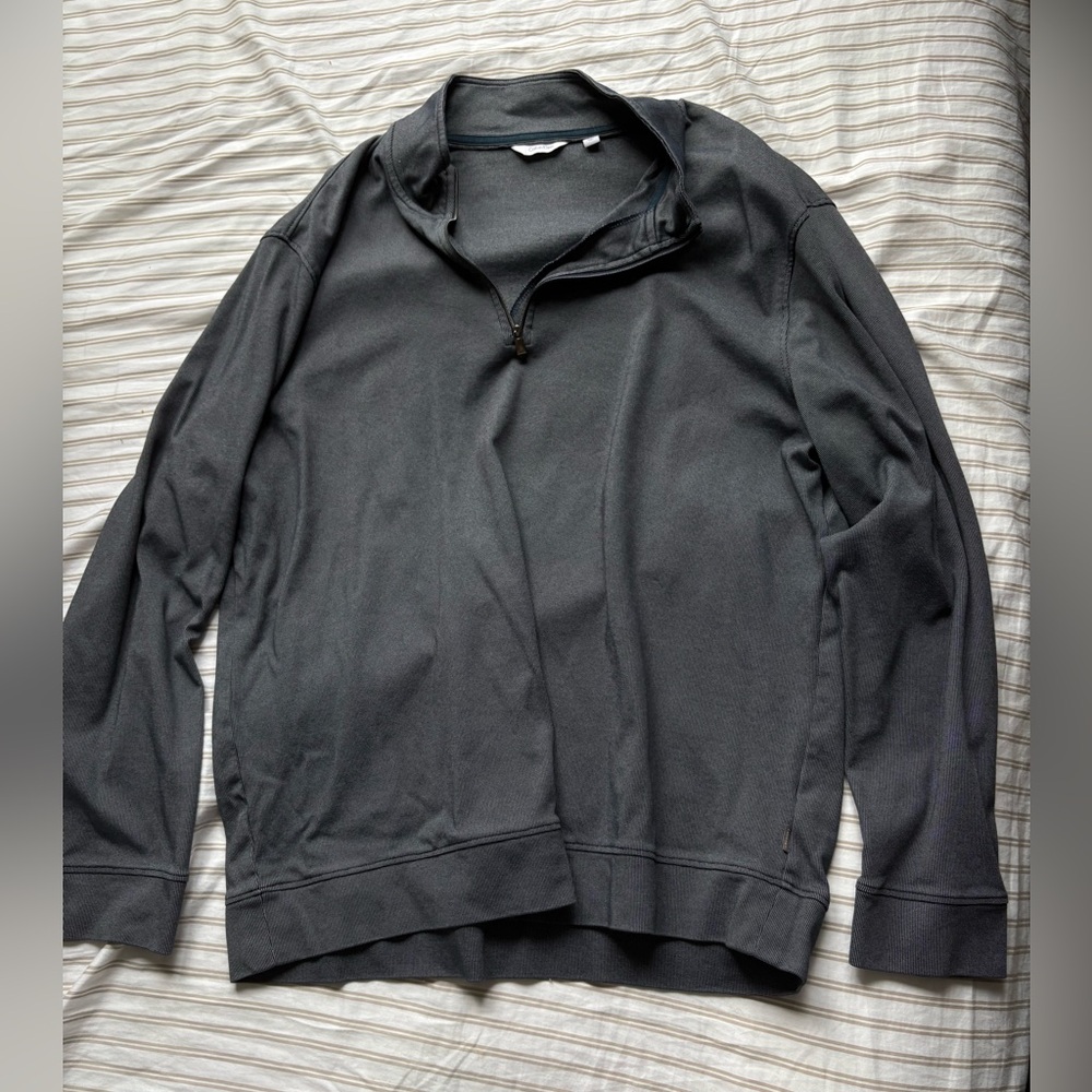 Calvin Klein Men's Zip-Up Pullover Sweater - Charcoal